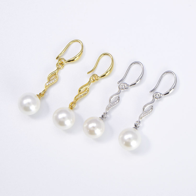 EP1010 Wholesale CZ Mirco Pave Huggie Pearls Geometric drop Earring Jewelry