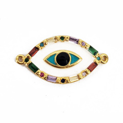 CZ8357Jewelry Bracelet Accessories 18k Gold Plated Diamond CZ Zircon Micro Pave Evil Eyes Good Luck Charm Bracelet Connectors