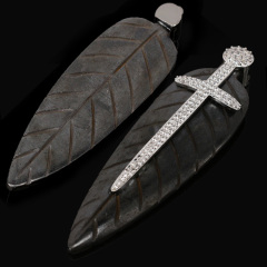 CZ7280 Fashion CZ micro pave cross feather pendant, Ox bone pendant
