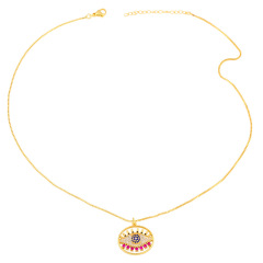 NZ1217 new model rainbow CZ diamond mirco pave charms eyes horse shoe Pendant Necklaces jewelry for lady