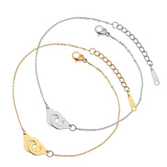 BS2029 Dainty Gold plated Stainless Steel Handcuffs Friendship Bracelets for Women