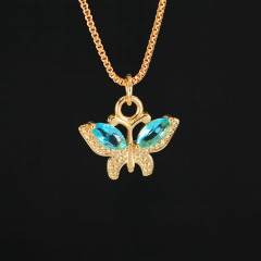 NZ1166 Chic Dainty 18k gold plated cz micro pave butterfly pendant necklace for women ladies