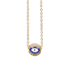 NZ1302 18K Gold Enamel Turkish Evil Eyes Ball Stainless Steel Chain Protection Necklace