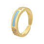 RM1237 18k gold plated brass multi colored enamel CZ diamond pave adjustable cuff Rings