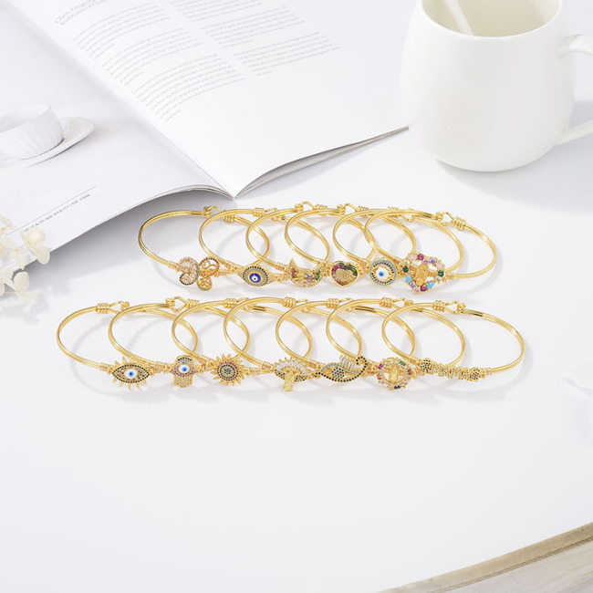 BA1034 18k Gold Plated Diamond  Star Moon Heart Bracelet For Women