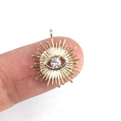 CZ7876 Small Dainty Real Gold Plated Micro CZ pave Evil Evileye Eye Charm