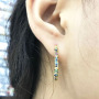 EC1201 Dainty Gold Plated Diamond Micro Pave Rainbow Cubic Zirconia cz Safety pin Earring for Women Gift