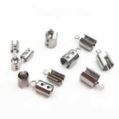 S851 Stainless steel lobster clasps and crimp ends set for leather cord, Stainless steel crimp ends with lobster clasps