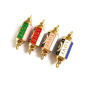 JF8721 Enamel Neon Rainbow Colorful 18K Gold LOVE Hexagon Barrel Tube Spacer Connector for Jewelry Making