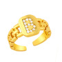 RM1231 Hot Selling 18K gold plated brass CZ diamond micro pave  Alphabet Letter Initial metal stackable Rings for Ladies