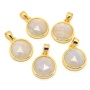 JF7284 New Dainty Faceted Natural Semiprecious Stone Round Pendants,Gold Bezel Faceted Gem Coin Pendant