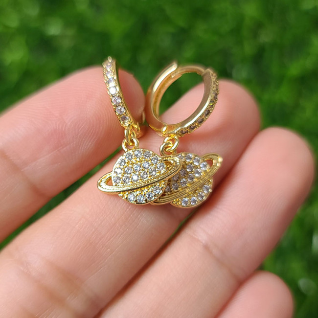 EC1613 Chic Dainty CZ pave infinity earring,mini Gold plated CZ Micro Pave zircon huggies earring for women