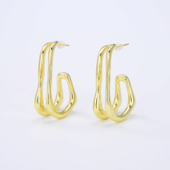 Wholesale Fashion 18K Gold Plated Brass Ear Jewelry Hoop Studs Huggies Minimals Cuff Simple Earring, women's gift Wholesale Fashion 18K Gold Plated Brass Ear Jewelry Hoop Studs Huggies Minimals Cuff Simple Earring, women's gift
