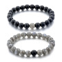 BN5052 matching Yin yang gemstone bracelet set ,fashion gemstone onyx & labradorite relationship bracelet