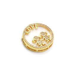 CZ8334 hot sale 18K gold plated brass CZ Micro Pave cute boys girls round love charms pendants