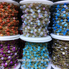 BCL1150 Hot sale 4mm agate beaded prayer chains,stone round bead wire wrapped rosary chains