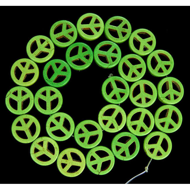 TB0109 Wholesale Black Howlite Peace Sign Beads,Natural Turquoise Stone Beads For Jewelry Making