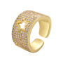 RM1290 Fashion CZ Mirco Pave Hollow Heart Star Thick Wide Band Open rings for women
