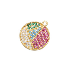 CZ8007 High Quality Rose Gold CZ Micro Pave Geometric Pendant, Octagon,Hexagon Roundel Disc Micro Pave Charm for Jewelry Making