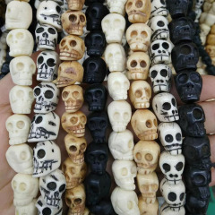 OB101 Antiqued Carved Ox Bone Skull Beads