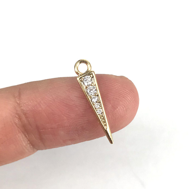 CZ7871 Dainty Mini Gold CZ Micro Pave Spike Charm Pendants