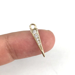 CZ7871 Dainty Mini Gold CZ Micro Pave Spike Charm Pendants