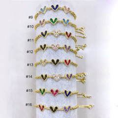 BC1414 Mother's Day Dainty Mini 18k gold plated diamond cz love heart charm bracelets