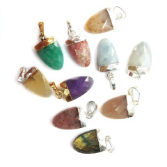 JF7251 New dainty small gold silver plated natural quartz gemstone dagger charm pendants JF7251 New dainty small gold silver plated natural quartz gemstone dagger charm pendants