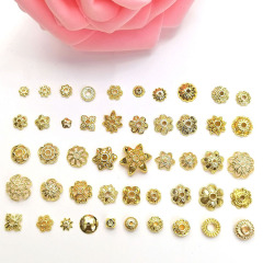 JS0916 High quality jewelry spacer beads 18k gold plated metal floral flower bead end caps