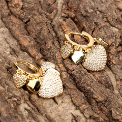 EC1732 2021 Womans Fashion Gold Plated Clear CZ Micro Pave Heart Star Dangle Charms Hoop Huggies Earrings