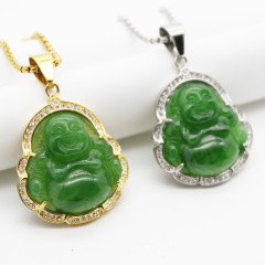S1163 High Quality Gold Plated Stainless Steel Bezel cz micro pave Resin buddha charm pendant,diamond buddha charm