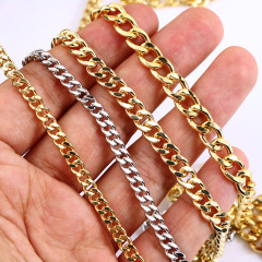 BCL1212 Popular  jewelry findings chain Shiny High Quality 18k gold plated brass chunky chain,faceted curb flat necklace chains
