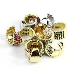 EC1660 fashion cubic zircon cuff copper clips earrings high quality brass with CZ clips on earring for women