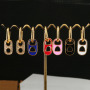 EC1672 18K Gold plated Crystal CZ Micro Pave Enamel Soda Tabs Charm Huggie Earrings,