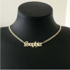NS1131 HIgh Quality Gold Plated Stainless Steel Letter Word Initial Nameplate Custom Name Necklace,Personalized Name Necklace