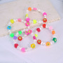 BP1037 Colorful Polymer Clay Heart and Smiley Flower and Irregular Pearl Beaded Elastic Children's Bracelet for Child Girls