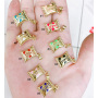 JS1576 Dainty Gold Plated brass metal rainbow enamel candy sweet heart charms Pendant