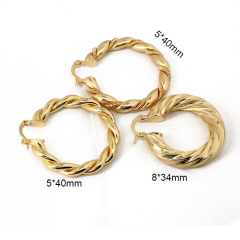 EM1156 Large Bohemian Bold 18k Gold  PlatedTwisted Hoop Earrings, Bolo Chunky Circle Earrings, Gold Statement Hoops for Women
