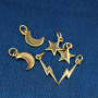 JS1503 Chic Thin MIni Jewelry Supplies 18K Gold Plated Moon Star Lightning Fish Bulgy Heart Charm Pendants