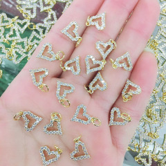 CZ8222 Tiny minimal Mini Small 18K Gold Plated CZ Cubic Zirconia Micro Pave Heart Charm Pendant For Jewelry Making