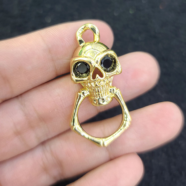 CZ8384 New 18K Gold Plated Pendant colored CZ Micro Pave skull Charm pendant