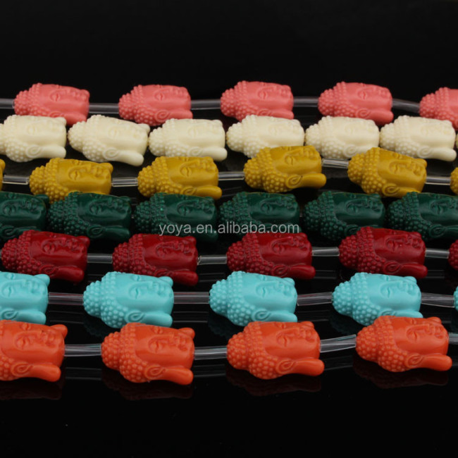 SB6260 Wonderful Multicolor Carved Resin Kwan Yin Buddha Face Beads