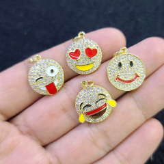 CZ8352 Wholesale colored enamel cz micro pave charm pendant,cubic zirconia diamond smiley pendant CZ8352 Wholesale colored enamel cz micro pave charm pendant,cubic zirconia diamond smiley pendant