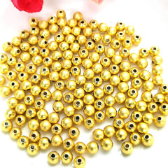 JS1452 Wholesale High Quality Matte Gold Plated Round Ball Beads
