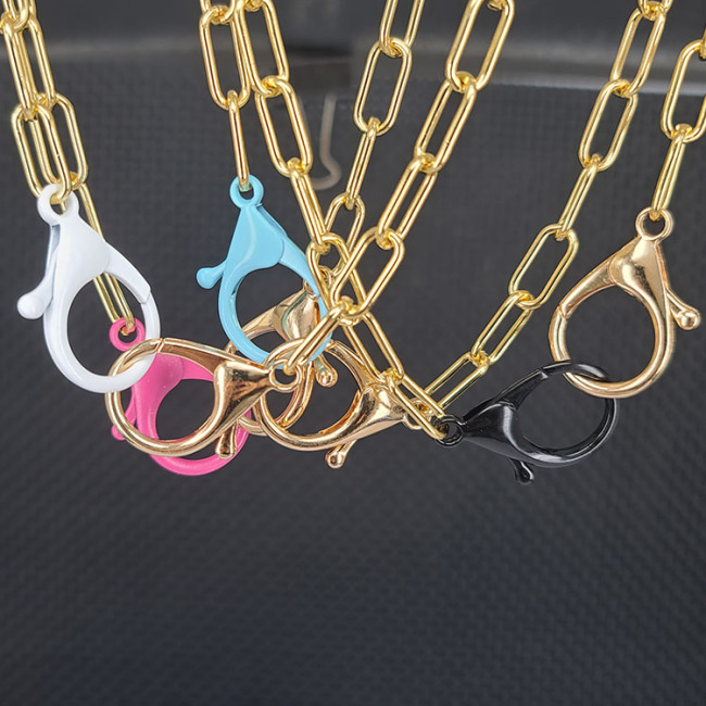 NM1249 Fashion Paper Clip Chain Enamel Rainbow Large Big Lobster Clasp CHoker Necklace