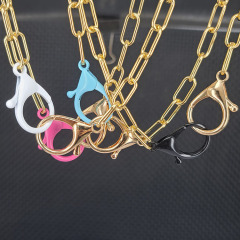 NM1249 Fashion Paper Clip Chain Enamel Rainbow Large Big Lobster Clasp CHoker Necklace