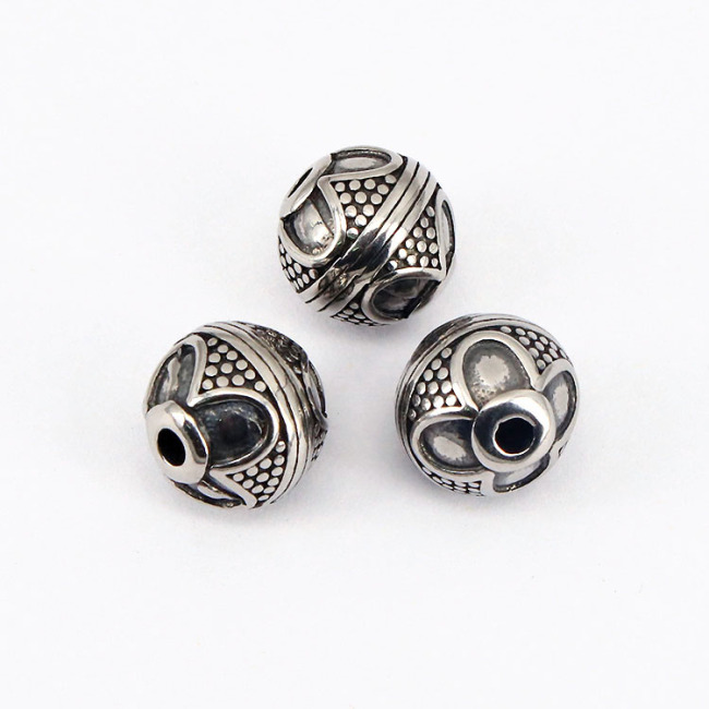 S1099 China Factory Antique Silver 304 Stainless Steel Round Spacer Beads for Bracelet Jewelry Making