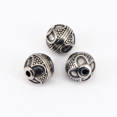 S1099 China Factory Antique Silver 304 Stainless Steel Round Spacer Beads for Bracelet Jewelry Making