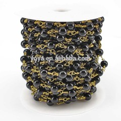 BCL1171 Black Onyx Beaded Wire Wrapped Rosary Chains