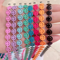 BCL1237 Popular Non Tarnish Chain Multicolor Rainbow Enamel Smiley Happy Face Necklace Chains For Bracelet Jewelry Making